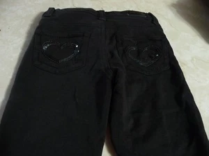 BLACK SIZE 4 PANTS XOXOXO BACK POCKETS WITHHEARTS AND ZIPPER FRONT - Picture 1 of 1