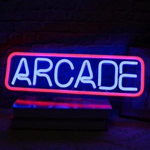Arcade Leuchtreklame blau rot dimmbar Neonlicht LED Worte Arcade Schilder leuchten Le - Bild 1 von 2