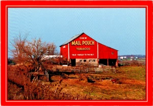 Chew Mail Pouch Tobacco old red barn advertising Ohio postcard a109 - Picture 1 of 2