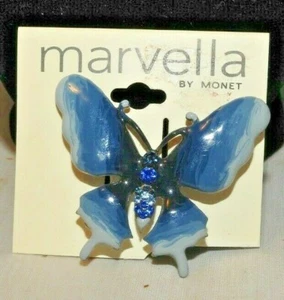 Marvella Enameled Blue Butterfly Pin by Monet, NEW - Picture 1 of 3