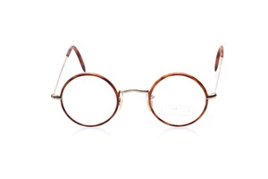 Savile Row Eyeglasses Frames Round 14KT Rolled Gold Brown Made in England 40-22mm - Picture 1 of 4