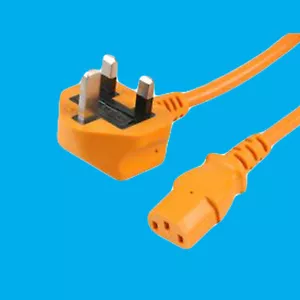2m Orange Mains Power Cable Kettle Lead Cord 5A UK 3 Pin Plug To IEC C13 Socket - Picture 1 of 1