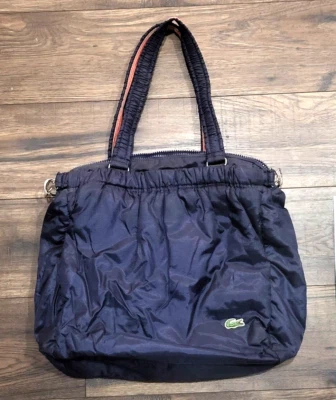 Lacoste nylon tote bag navy blue/red lining zip pockets - Image 1 of 4