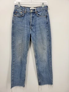 And Other Stories Jeans Womens 28 Medium Wash Button Fly Raw Hem Blue Denim - Picture 1 of 9