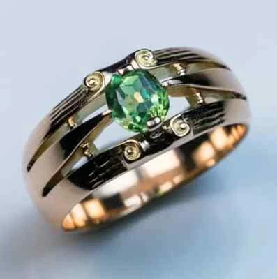 2Ct Oval Cut Lab Created Emerald Men's Wedding Band Ring 14k Rose Gold Plated - Image 1 of 4
