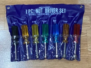 MECHANIC Nut Driver Set, Chrome Plated, Unbreakable Handles, Taiwan, 7 Piece - Picture 1 of 3