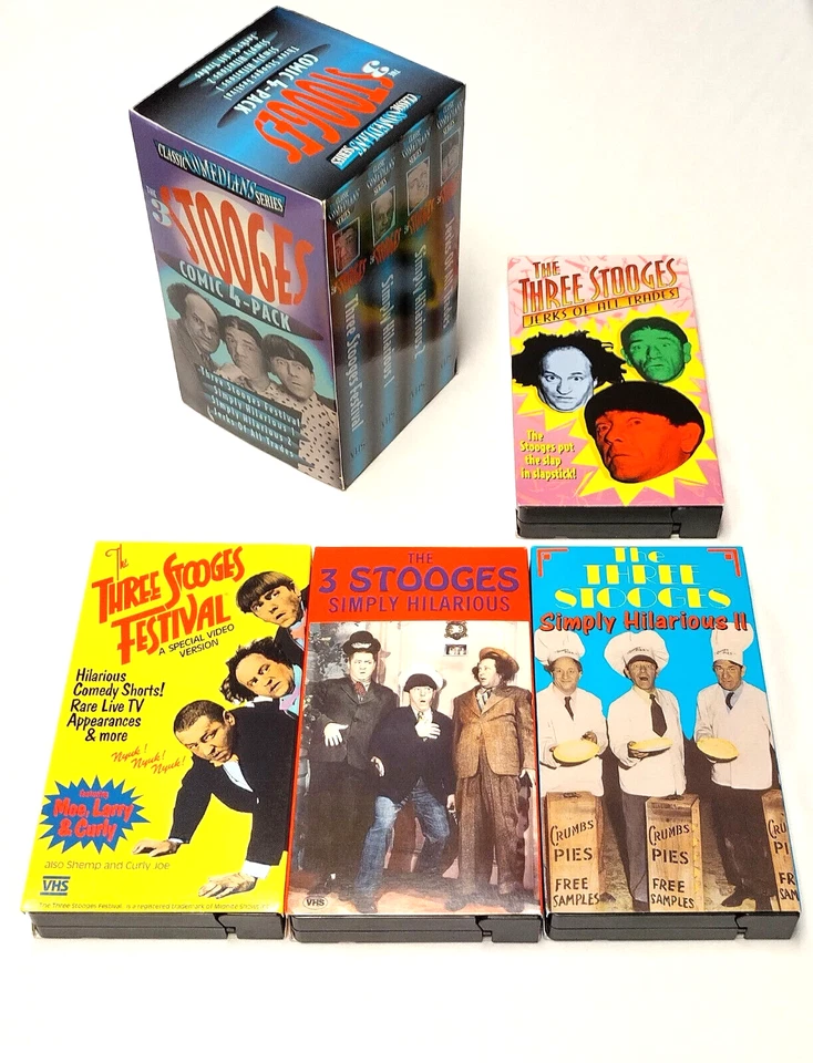 The 3 Stooges Comic 4 Pack VHS 1995 Classic Comedians Series Box Set - Image 1 of 1