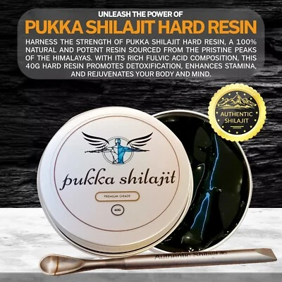 Natural Pukka Shilajit Hard Resin 40g - Pure Himalayan Energy & Vitality Boost