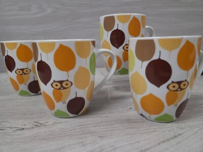 Rachael Ray Little Hoot Owl Mug Coffee Cup Fall Leaves (4 available) K014 - Image 1 of 4