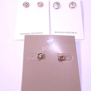Banana Republic J.Crew Earrings Stud Set of 2 hammered Circle Knotted - Picture 1 of 7