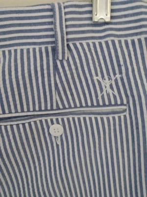 Pantalones Cortos de Golf Bocaccio Para Hombres Talla 42 Azul Marino y Blanco Seersucker Rayas Inmaculados Foto 1 de 4