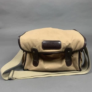 Vintage NIKON tan canvas w brown leather trim shoulder camera bag-no dividers - Picture 1 of 8