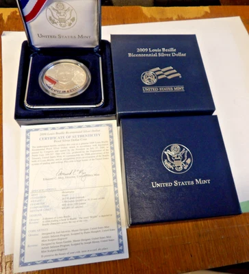 2009-P Louis Braille Bicentennial Commemorative Silver Dollar Proof - Image 1 of 4