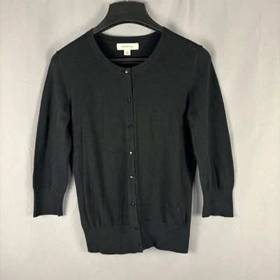 Cárdigan suéter negro mediano Merona manga 3/4 para mujer Foto 1 de 3