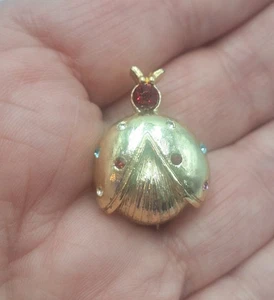 Broche retro boho vintage años 50 Ladybug estrás tono dorado pequeño núcleo de abuela  - Imagen 1 de 4