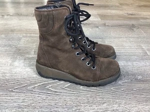 Fly London Womens Brown Suede Lace Up Size 37 Ankle Boots Heels Booties 6.5 7 - Picture 1 of 12