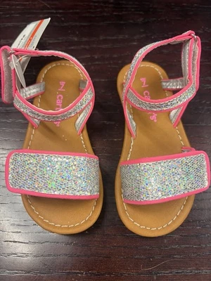 Carter’s Z Sandalias Eslabones Plateados Zapatos Sin Cordones Bebé Niña Talla 7 Playa Verano Foto 1 de 4