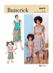 Top e gonna ritagliati Butterick MOTIVO CUCITO B6879 Misses e bambini - Foto 1 di 8