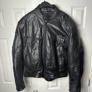 Xelement schwarze Moto Racer Leder Motorrad Jacke herausnehmbares Reißverschlussfutter Herren XL - Bild 1 von 21