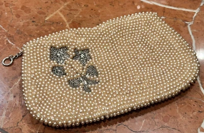 Bolso de Mano SHARONEE JAPÓN VINTAGE RETRO IMITACIÓN PERLA ESTRÁS USADO EN EXCELENTE ESTADO Foto 1 de 4