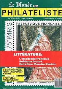 Le Monde Des Philatelistes N°424 nov 1988: L'académie francaise - Picture 1 of 1