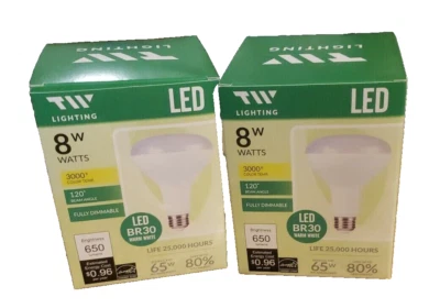 2 LOT TW LIGHTING LED BR30 8W / 65W FLOOD LIGHT WARM WHITE 650 LUMENS - Image 1 of 4