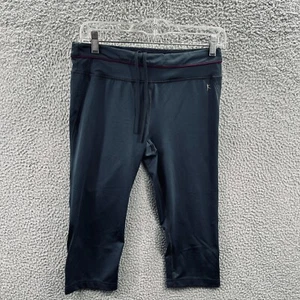 Danskin Womens Athletic Pants Medium 8/10 Black Crop Tie Front Gym Leggings Yoga - Picture 1 of 8