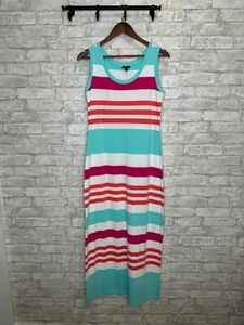 New Talbots Maxi Tank Sundress Dress Small Knit Multicolor Striped Sleeveless - Picture 1 of 13