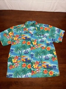 Blue Generation Shirt Men's Size L Button-Front Hawaiian Beachcomber Boats - Picture 1 of 4