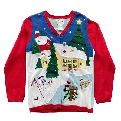 The Quacker Factory Embellished Christmas Home Tree Sweater Size Medium Angel - Image 1 of 4