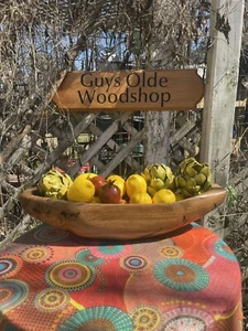 Gorgeous Hand Made Wooden Oblong Wood Centerpiece Fruit/Bread Bowl - Picture 1 of 11