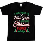 1Tee Kids Boys I Just Want to Bake and Watch Christmas Movies All Day T-Shirt
