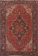 Vegetable Dye Heriz Serapi Geometric Antique Rug 8'x11' Wool Hand-knotted Carpet