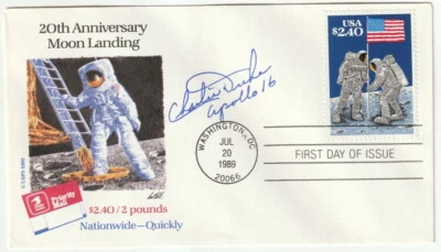 CHARLIE DUKE - orig. Autogramm, Ersttagsbrief, Apollo 16, NASA, signed, FDC - Bild 1 von 2