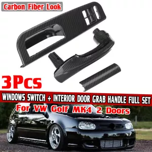 LH Side For MK4 Golf 2Dr Window Switch + Interior Door Grab Handle Full Set - Foto 1 di 13