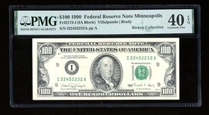 DBR 1990 $100 FRN Minneapolis Fr. 2173-I PMG XF-40 EPQ Serial I22452232A - Picture 1 of 2