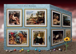 Francobolli Arte Sierra Leone 2016 MNH Peter Paul Rubens Dipinti Caccia alla Tigre 4v M/S - Foto 1 di 1