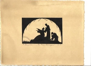 Tusche Zeichnung 1928 HL St. Franziskus des Vaters Sterbesegen - Bild 1 von 1