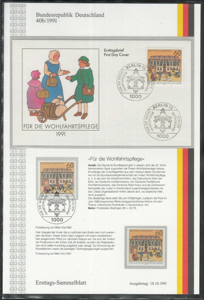 Germany 1991: First day collection sheet BRD ETSB  POST OFFICE Büdingen: wife - Image 1 of 1