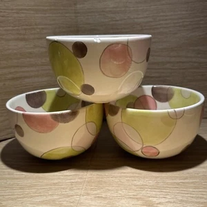 Tabletops Lifestyles MOSAIC DOTS Deep Cereal Soup Bowl (chips) Green Pink White - Picture 1 of 7