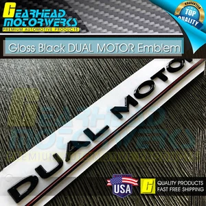 For Tesla Model 3 Y S X DUAL MOTOR Emblem Gloss Black RED Rear Trunk Lid Badge - Bild 1 von 2