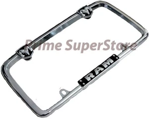 Chrome/Black Dodge Ram Metal License Plate Frame Car/Truck Steel Tag Holder Hemi - Picture 1 of 4