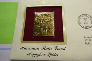 HAPPYFACE SPIDER HAWAIIAN RAIN FOREST 1ST DAY USPS 22KT GOLD STAMP SET BOX#1 - Picture 1 of 4