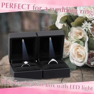 2 Stck. Diamant Ring Box Schmuck Etui LED beleuchtet Hochzeit Vorschlag Verlobungsgeschenk - Bild 1 von 5