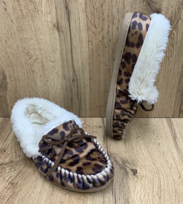 J. Zapatillas mocasín pelo de becerro leopardo Crew para mujer zapatos ribete de piel AF727 talla 7 Foto 1 de 4