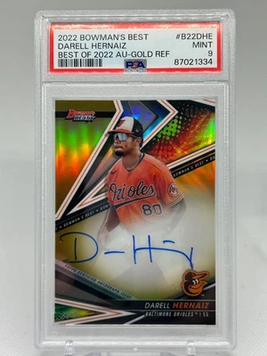 2022 Bowman's Best PSA 9 DARELL HERNAIZ GOLD REFRACTOR/50 AUTO ROOKIE - Image 1 of 3