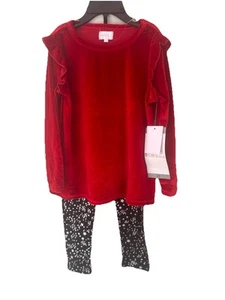 BCBG Girls' Red Velvet 2 Piece Leggings Velvet Set  Size 5 - Picture 1 of 11