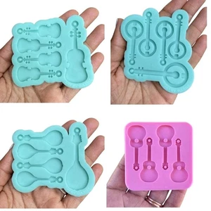 Musical Instruments Earrings Keychain Molds Music Mold Guitar Violin Banjo Mando - Picture 1 of 21