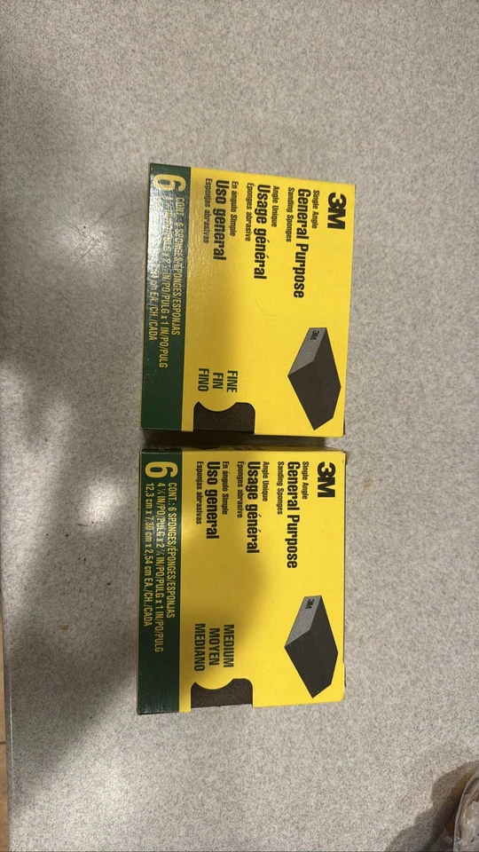 Esponjas de lixa de uso geral 3M, pacote com 6, grão fino e médio - Imagem 1 de 1