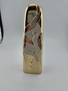 Vintage Gold Plated Enamelled Calla Lily 6" Bud Vase Art Nouveau Regency Style - Picture 1 of 8